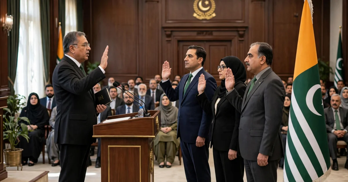 ajk cabinet oath muzaffarabad — مظفرآباد میں آزاد کشمیر کی نئی کابینہ کی حلف برداری
