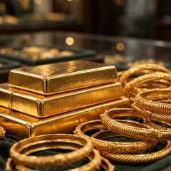 سونے کے زیورات اور بلین کی تصویر — gold rate pakistan 17 october 2026 کی نمایاں تصویر